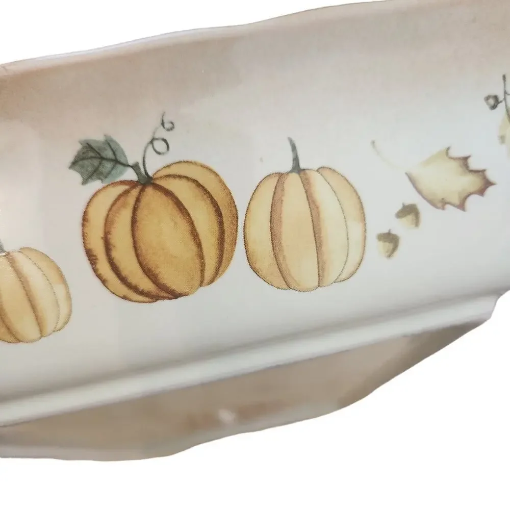 Vintage Nantucket Pumpkins Ceramic Pottery Bake Dish‎ Server Harvest Autumn Fall
